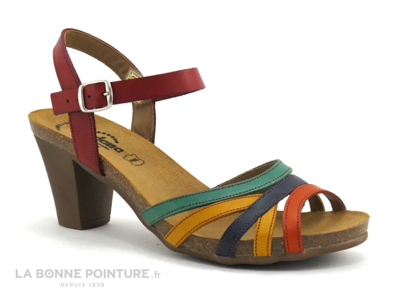 Achat chaussures Jordana Femme Sandale et Nu-pieds, vente Jordana 1161 Rouge Multi - Nu-pieds talon haut