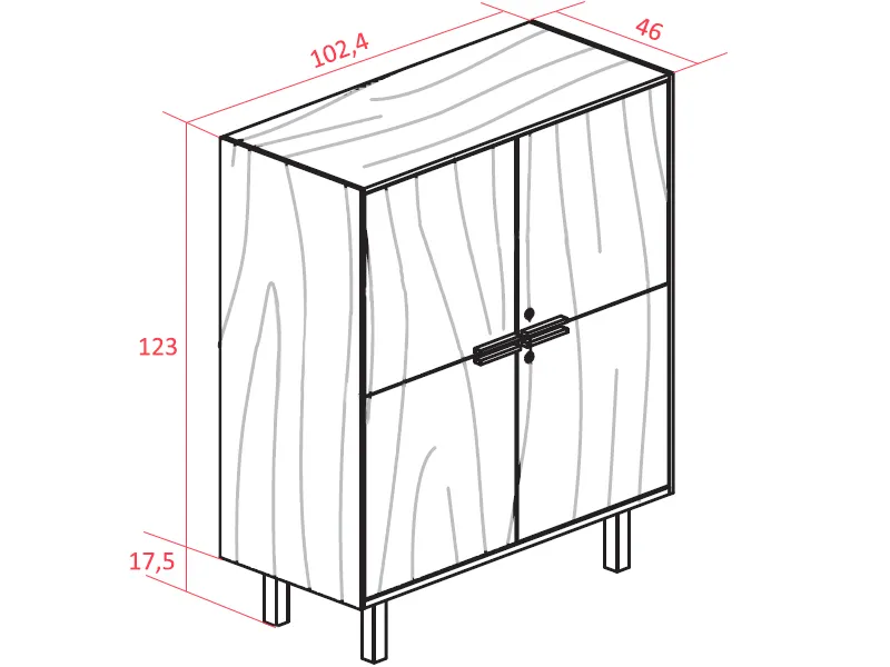 Armoire mi-haute Cadi L103 H123 - Denomics