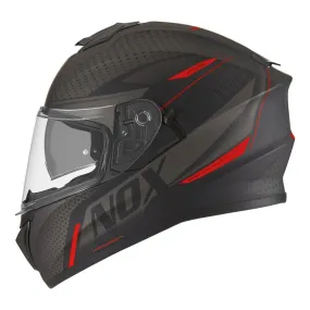 Casque Nox N918 Meta noir mat rouge, casque moto intégral