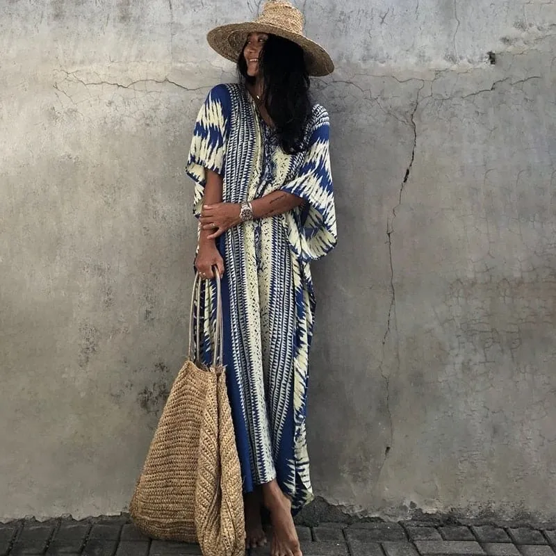 Robe paréo imprimé ethnique