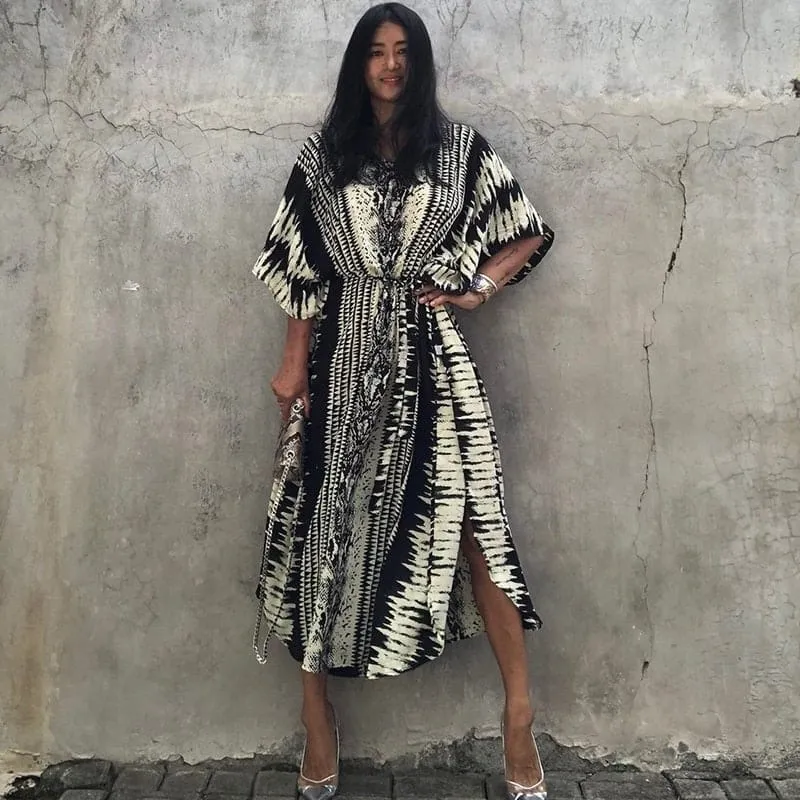Robe paréo imprimé ethnique